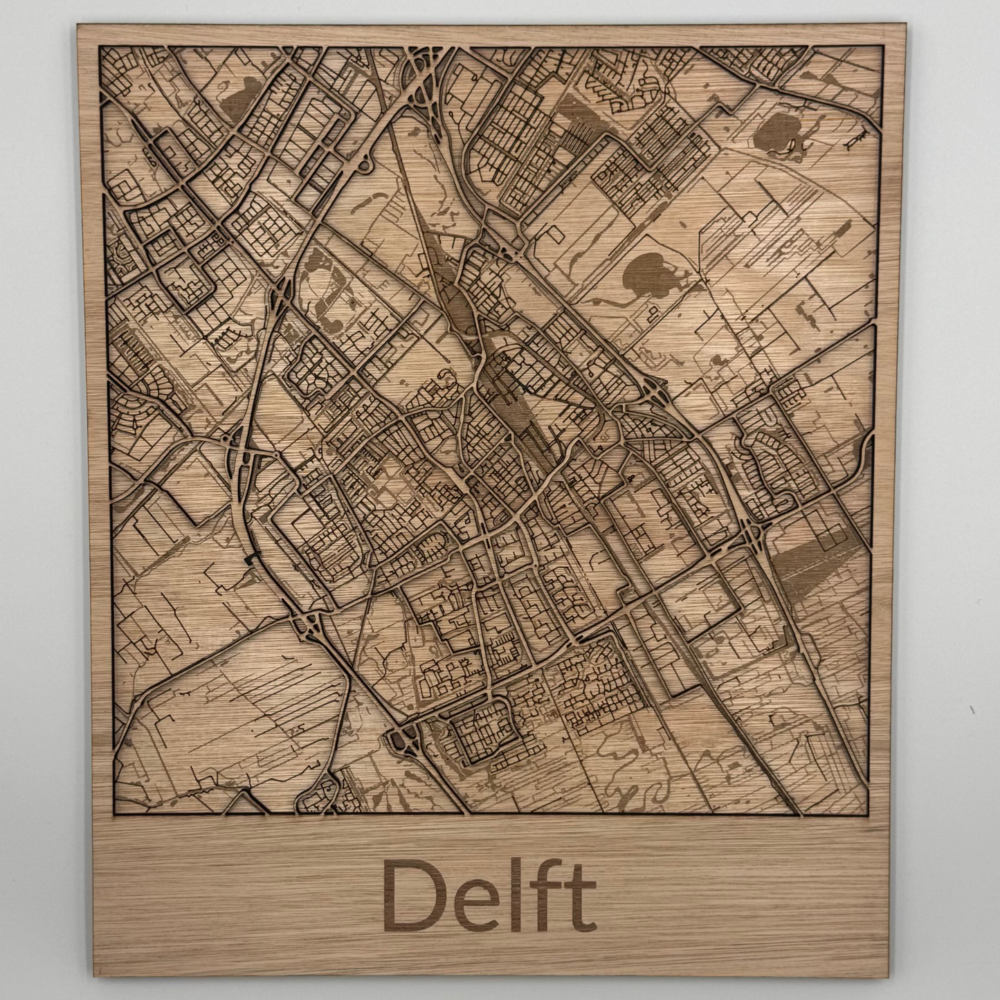 Houten reliëf kaart - Delft