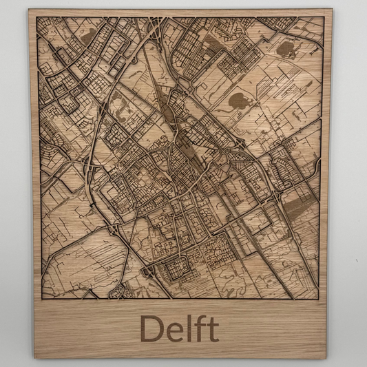 Houten reliëf kaart - Delft