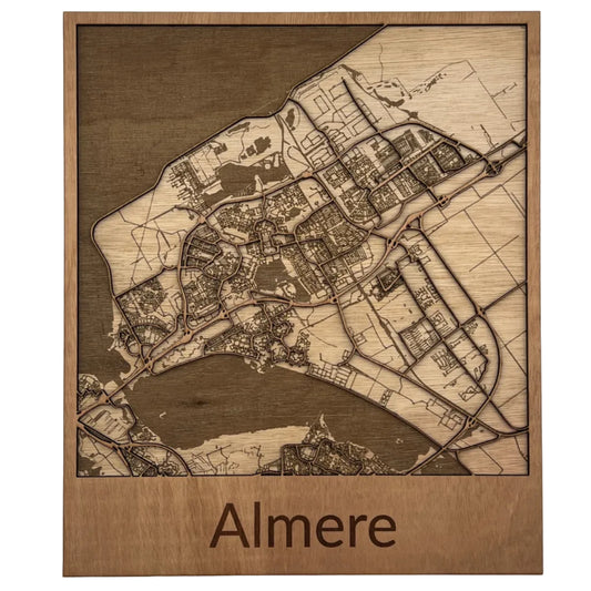 Houten reliëf kaart - Almere