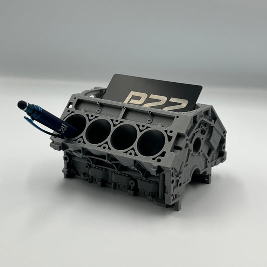 V8 Motorblok pennenbak met visitekaarthouder