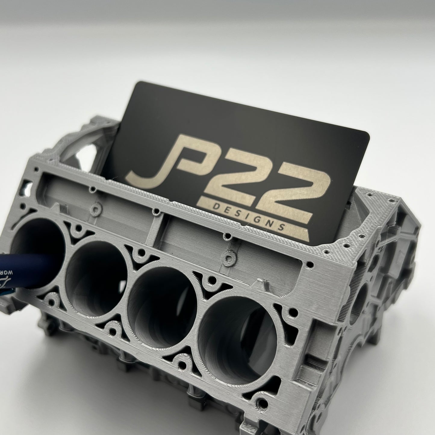 V8 Motorblok pennenbak met visitekaarthouder