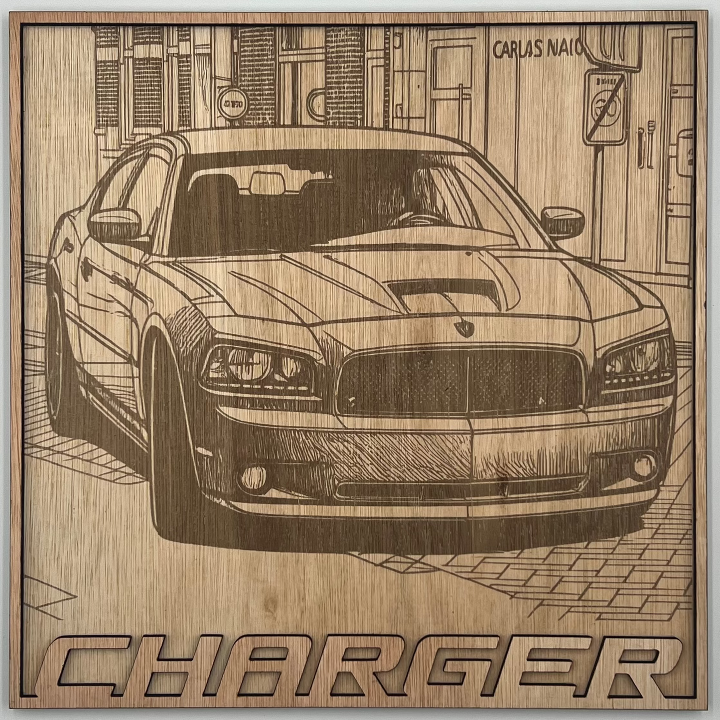 Dodge RAM houtgravure met kader