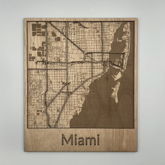 Houten reliëf kaart - Miami FL